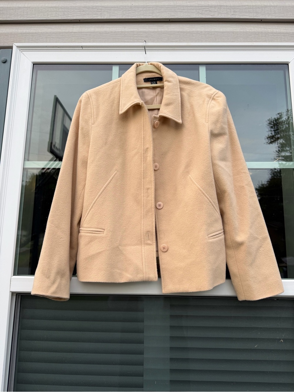 Ladies' Cream Pea Coat – Tailored Button-Front Jacket